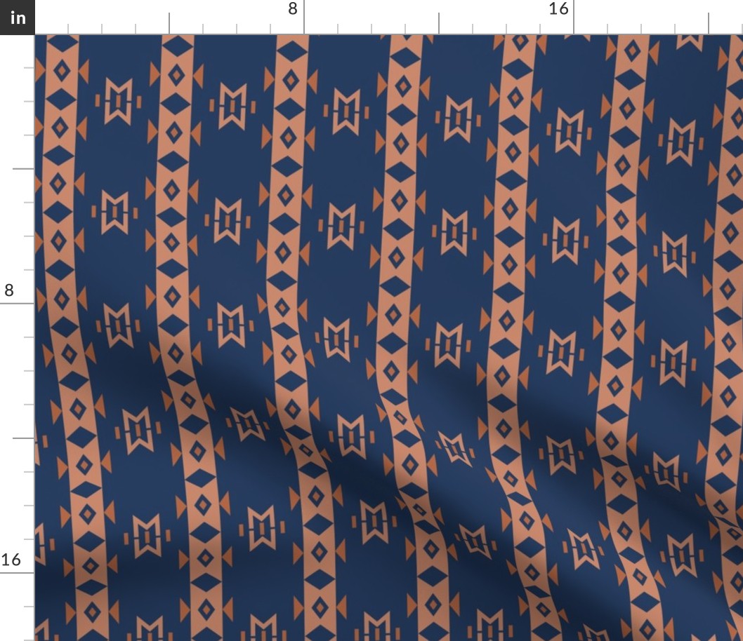 Ossineke Stripe: Navy & Rust Rustic Geometric, American Indian, Lodge, Southwest