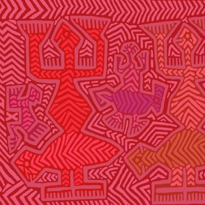 Shaman Tribal Dancing Spirits - Red - 12192966 - Large Scale
