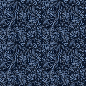 Blue botanical Christmas pattern medium