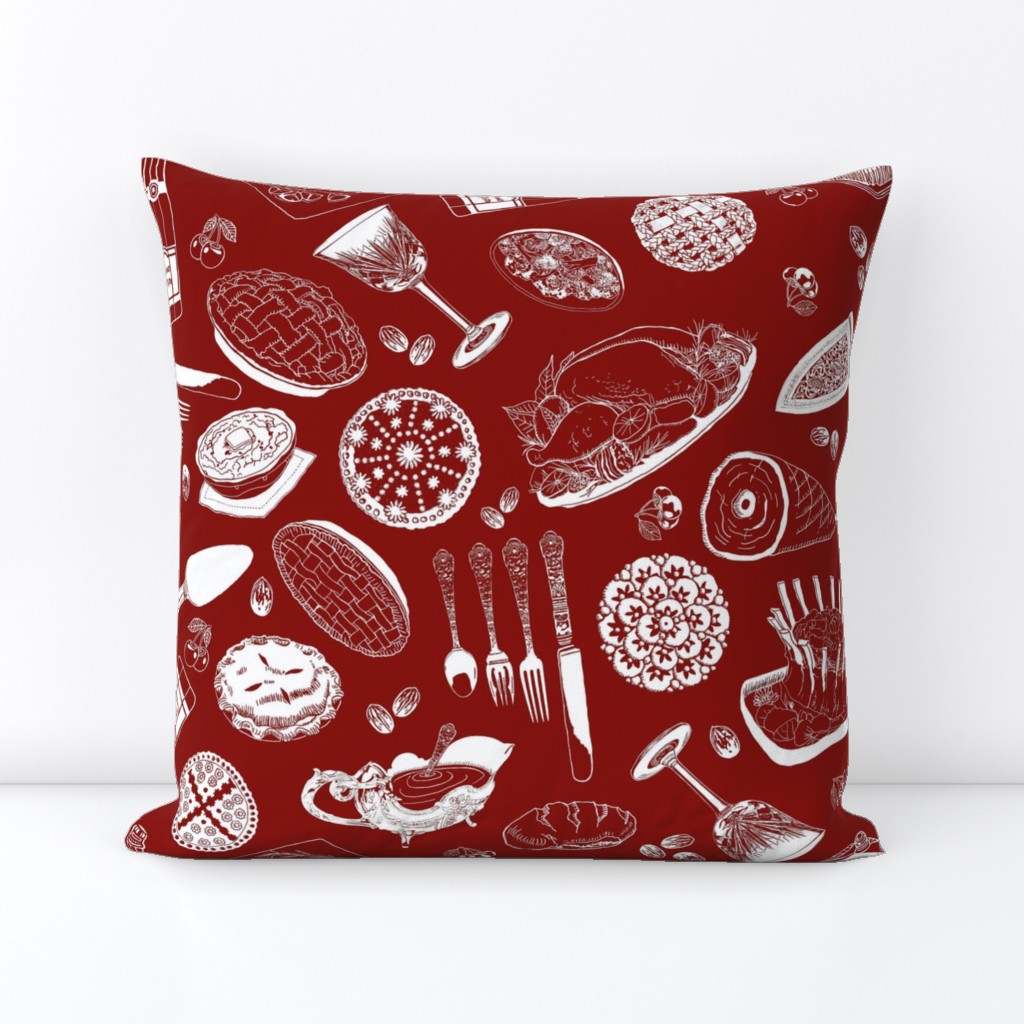 holiday meals red toile