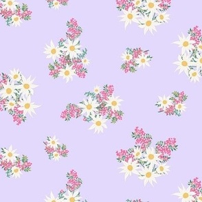 Dainty tiny floral repeat design with Australian wildflowers on mint pale lilac