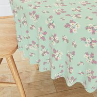 Dainty floral repeat design with Australian wildflowers on mint green