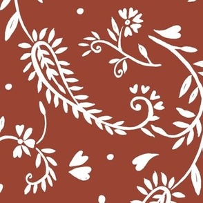 Designer Deadstock – Cotton Lawn - Floral Tiles - Red
