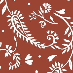 ( large ) Paisley, floral paisley, rust