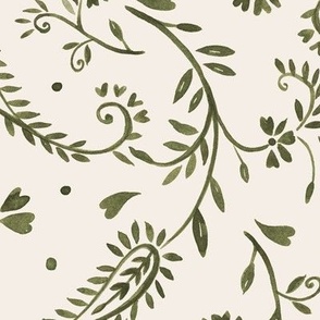 ( large ) Paisley, floral Paisley, olive