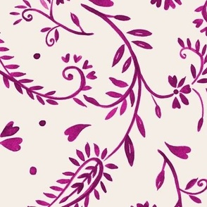 ( Large ) Paisley, floral Paisley, pinks, magenta