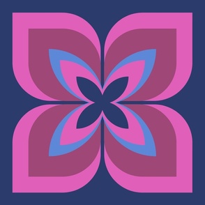 557 $ - Jumbo scale stylized geometric floral frangipani - in vibrant hot pinks and dazzling cobalt blues stylized tropical flowers, for home décor, fabric and wallpaper: scale suitable for pillows, curtains, bed linen and soft furnishings in