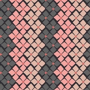 355 - Floral Zig Zag Path, bold and modern in pale pink, blush and soft grey - 100 Pattern Project: large scale for home decor, bed linen, duvet covers, bag making, soft furnishings, wallpaper