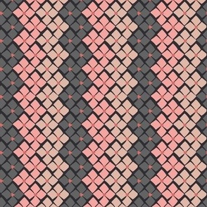 355 - Floral Zig Zag Path, bold and modern in pale pink, blush and soft grey - 100 Pattern Project: medium scale for home decor, bed linen, duvet covers, bag making, soft furnishings, wallpaper