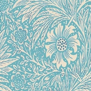 William Morris Original Marigold  Lt Teal