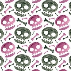 Purple and Black Watercolor Skulls