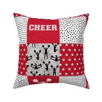 Cheer Wholecloth - cheerleading - hearts and stars - red and black - LAD21