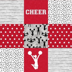 Cheer Wholecloth - cheerleading - hearts and stars - red and black - LAD21