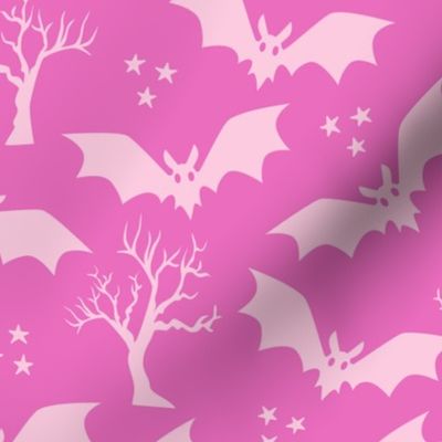 Pink bats trees pink Halloween