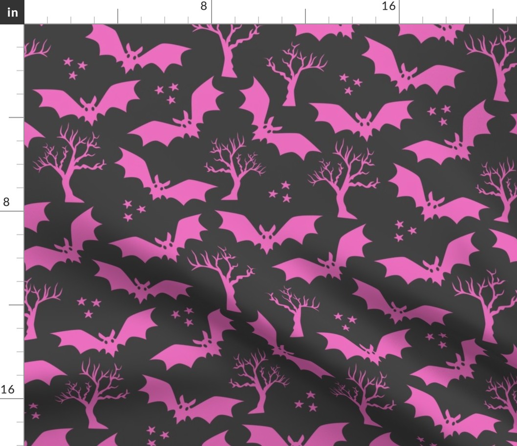 Pink bats spooky black Halloween Wallpaper