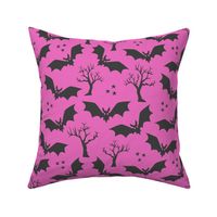 Black bats pink spooky Halloween Wallpaper