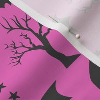 Black bats pink spooky Halloween Wallpaper