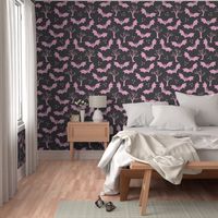 Pastel pink bats spooky black Halloween Wallpaper