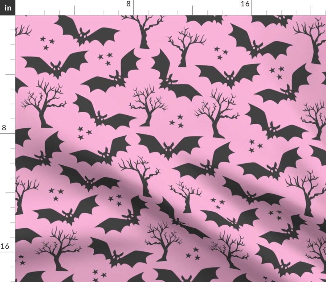 Black bats pastel pink spooky Halloween Wallpaper