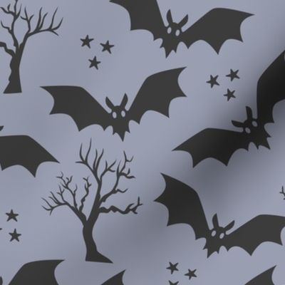 Black bats grey spooky Halloween Wallpaper