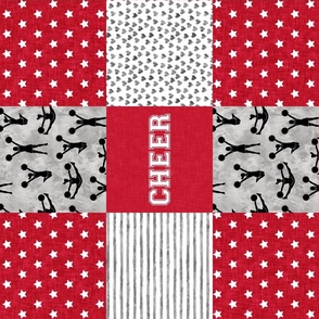 Cheer Wholecloth - cheerleading - hearts and stars - red and black (90) - LAD21