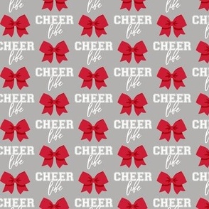 Cheer Life - bows - red on grey - LAD21