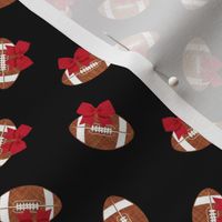 Football Cheer - Cheerleading bows - football - red on black - LAD21