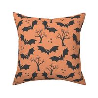 Black bats orange spooky Halloween Wallpaper