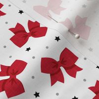 cheer bows - red with black stars - LAD21