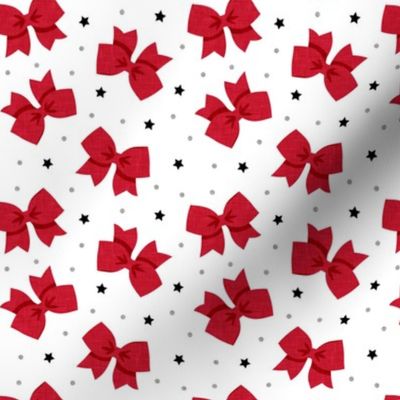 cheer bows - red with black stars - LAD21