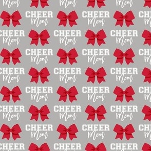 Cheer Mom - bows - red on grey - LAD21