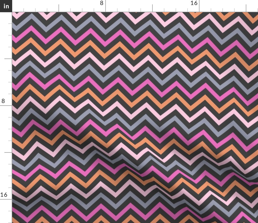 Halloween Chevron black orange pink