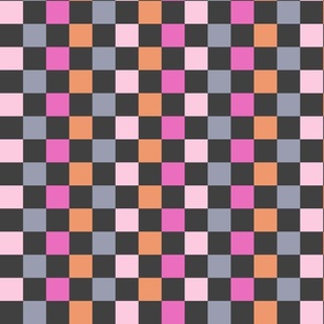 Retro squares pink orange black Halloween Wallpaper