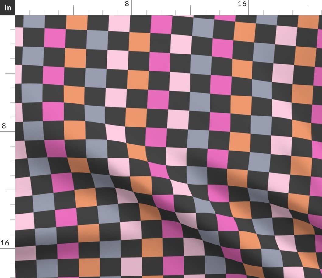 Retro squares pink orange black Halloween Wallpaper