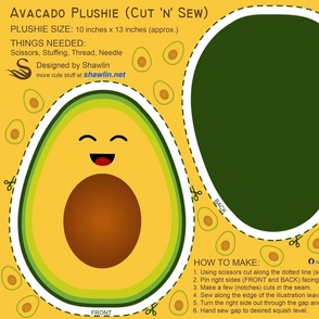 Cut and sew kawaii avocado plushie stuffed toy  pillow DIY project. Cut 'n' Sew