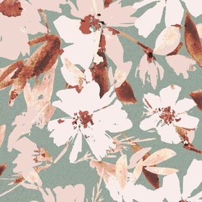 sweet blush watercolor floral in sage