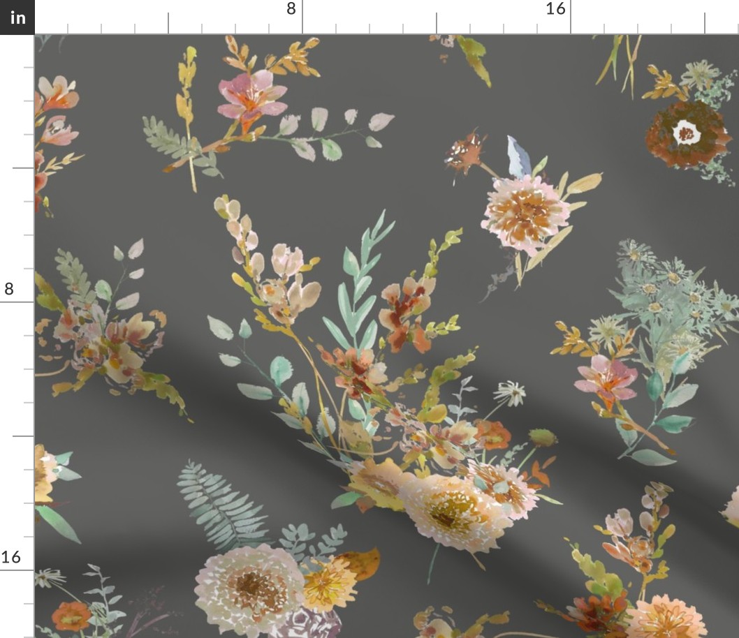 Boho floral on dusty brown