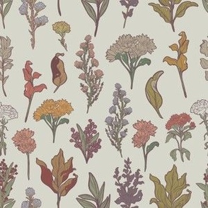 Art Nouveau Vintage Flowers and Herbs