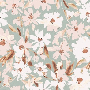 sweet watercolor floral in light sage