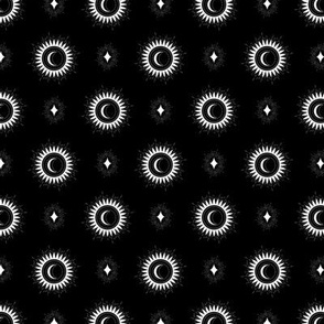 Vintage Celestial Seamless Pattern on Black