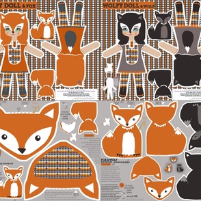 fox and wolf dolls and animals template for DIY softies