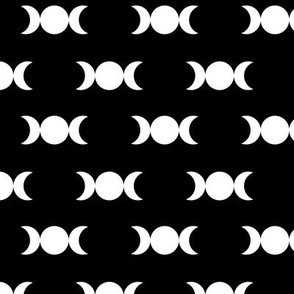 Black and White Triple Moon Seamless Pattern