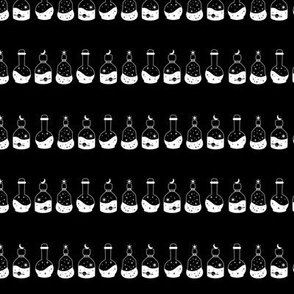 Celestial Spell bottles Black and White Seamless
