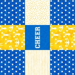 Cheer Wholecloth - cheerleading - hearts and stars -royal and gold (90) - LAD21