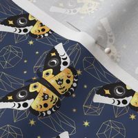 Celestial Crystals and Lunar Moth on Navy