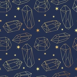 Gold Celestial Crystals on Navy