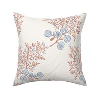 Terracotta Blues On Cream Lilac  EMMA FLORAL TOSS