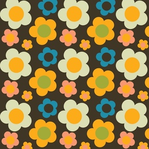 Bold Retro Floral Brown