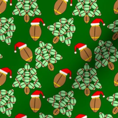 Green Football Christmas Trees Santa Hats