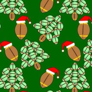 Green Football Christmas Trees Santa Hats